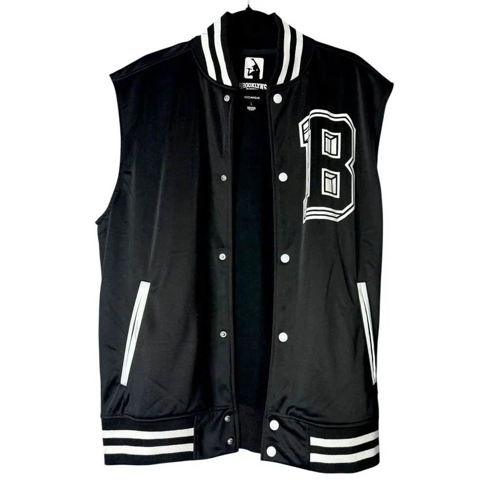 Rocawear Mens Black Brooklyn USA Sleeveless Varsity Vest Sz L Athletic Sport NWT
